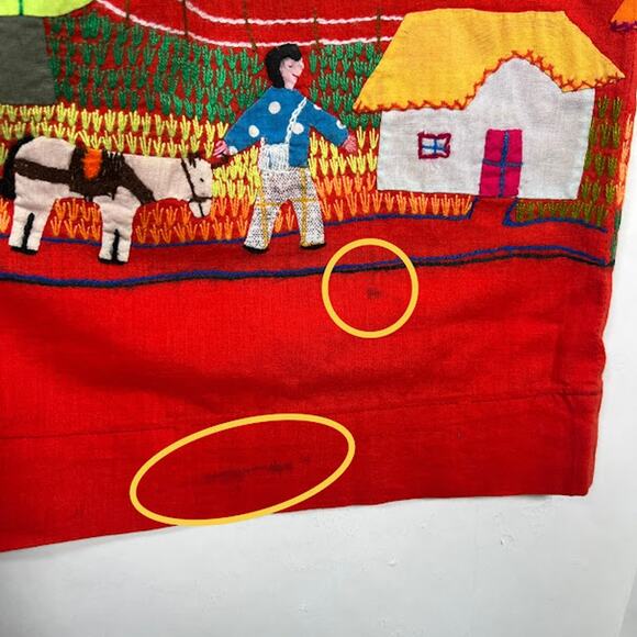 Vintage Frog a la Peche Women's Embroidered A-Line Skirt Red w/ Pockets *Read - Picture 6 of 6